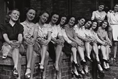 Photo of a line of girls from the Rag Revue Chorus in 1947